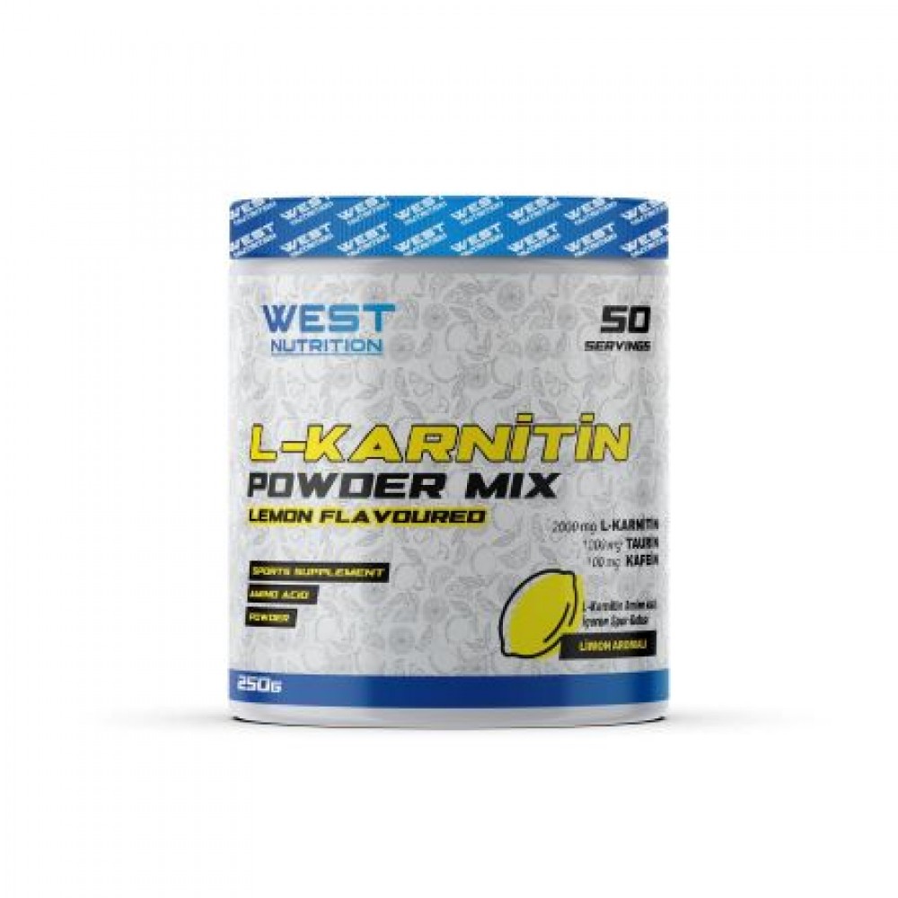 West Nutrition L-Karnitin 50 Servis 250 gr Limon aromalı Kafein İçerir.