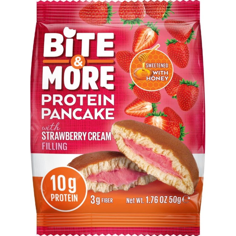Bite & More Protein Pancake Strawberry Cream 12 Adet x 50 Gram