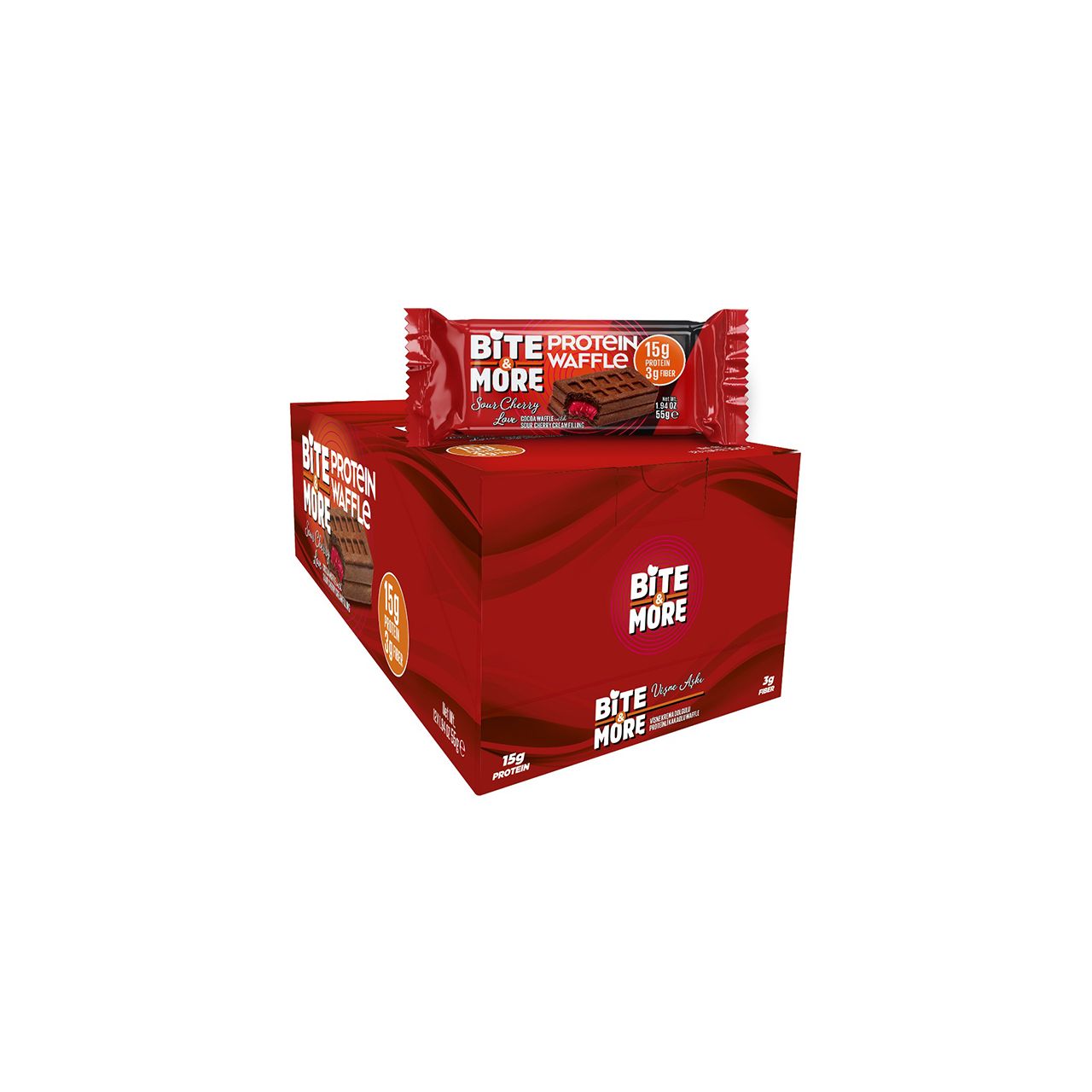 Bite & More Protein Waffle Vişne 12 Adet x 55 Gram